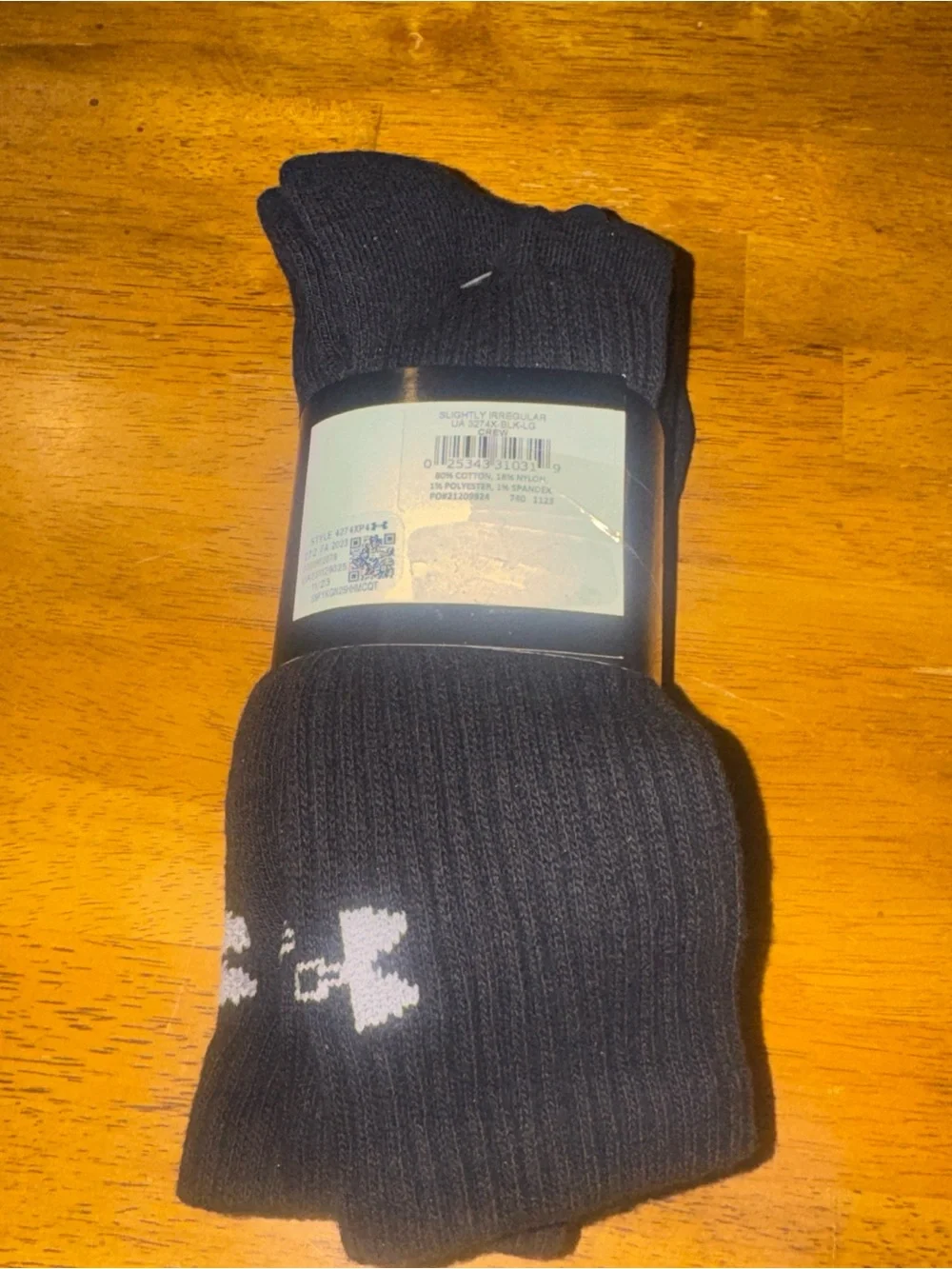 Under Armour Performance 4 Pair Crew Socks Large Black Mens 9-12.5 New With Tags